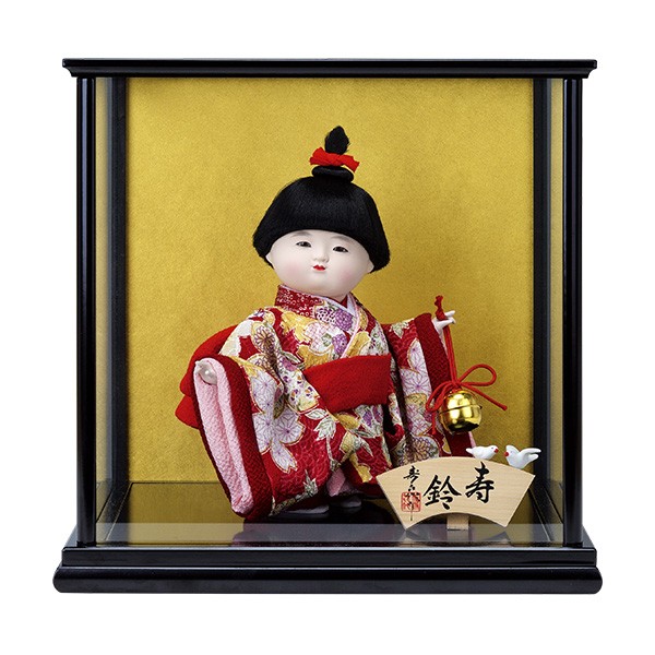 舞踊人形 金彩 京華 日本人形 市松人形 着物 飾り ガラスケース ㉘-
