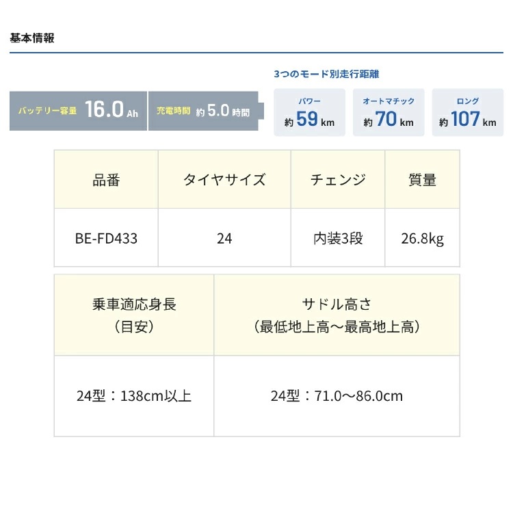 Panasonic（パナソニック） 子供乗せ 前 電動自転車 ビビDX24 BE-FD433
