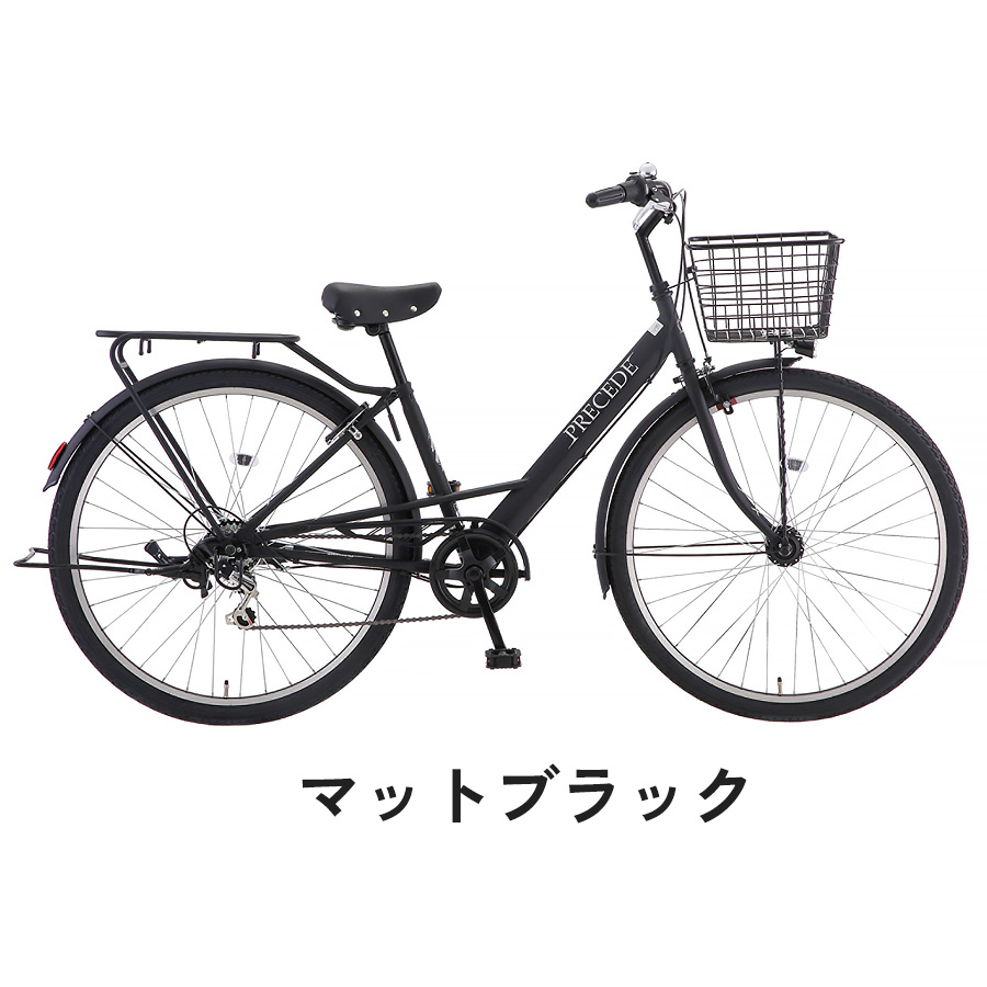 【前後タイヤ新品！】 LEDオートライト　6段変速　26インチ自転車　マットブラック ボールドライン-O 26インチ 6段変速 オートライト シティサイクル