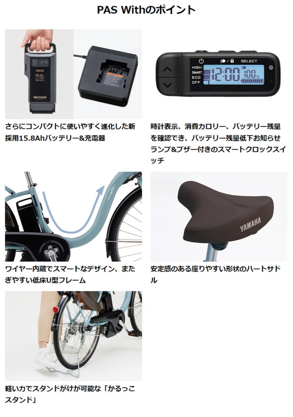 ((4/20はポイント5％)) 電動自転車 電動アシスト自転車 ヤマハ パス ウィズ PA24W 2024年 24インチ ((店舗受取専用商品)) | YAMAHA | 06