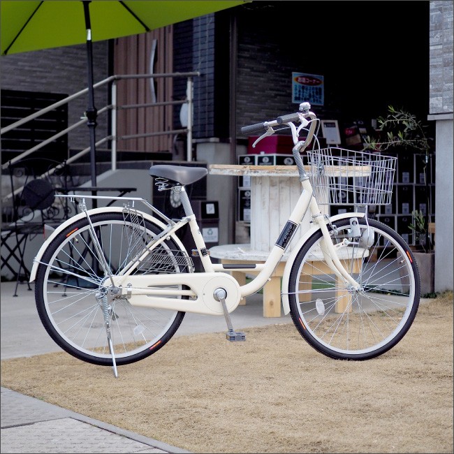 自転車 24インチ シティサイクル カゴ付き 完成品 ママチャリ : fresca 