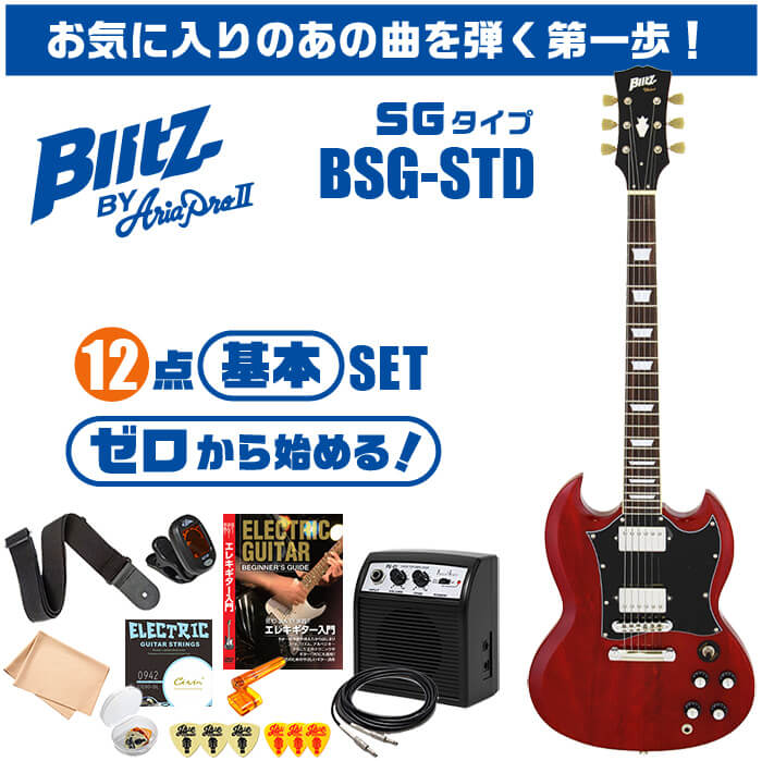 エレキギター 初心者セット ブリッツ by アリアプロ2 BSG-STD 12点 SG