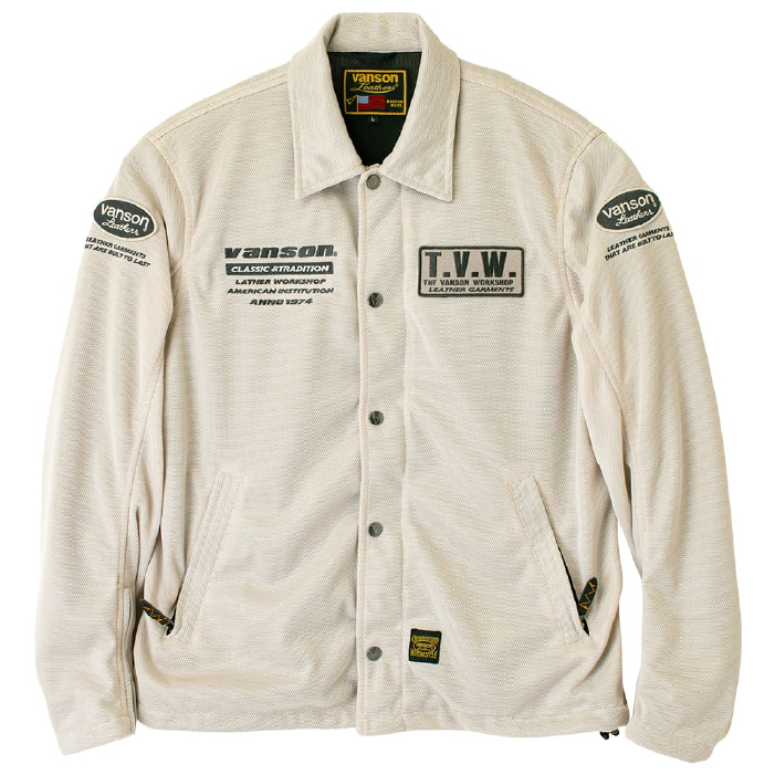 vanson バイカージャケット クリーム色 VANSON LEATHERS ストレッチメッシュジャケット］スタンダードな