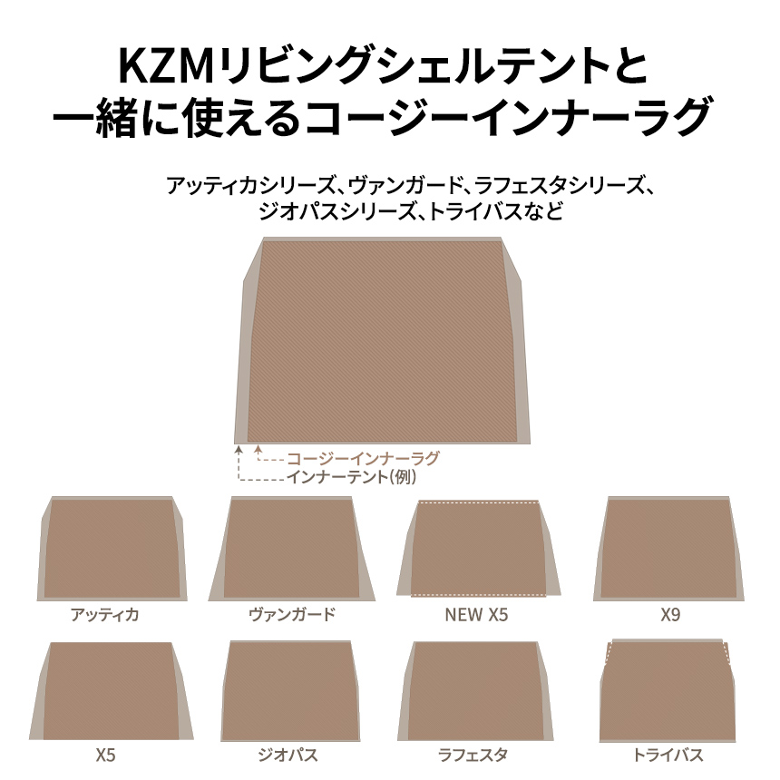 KZM テント用インナーシート ラグ 厚手 4〜5人用 4人用 5人用 キャンプ アウトドア キャンプ用品 コージーインナーラグ kzm-k221t3t22｜jm-dream｜05