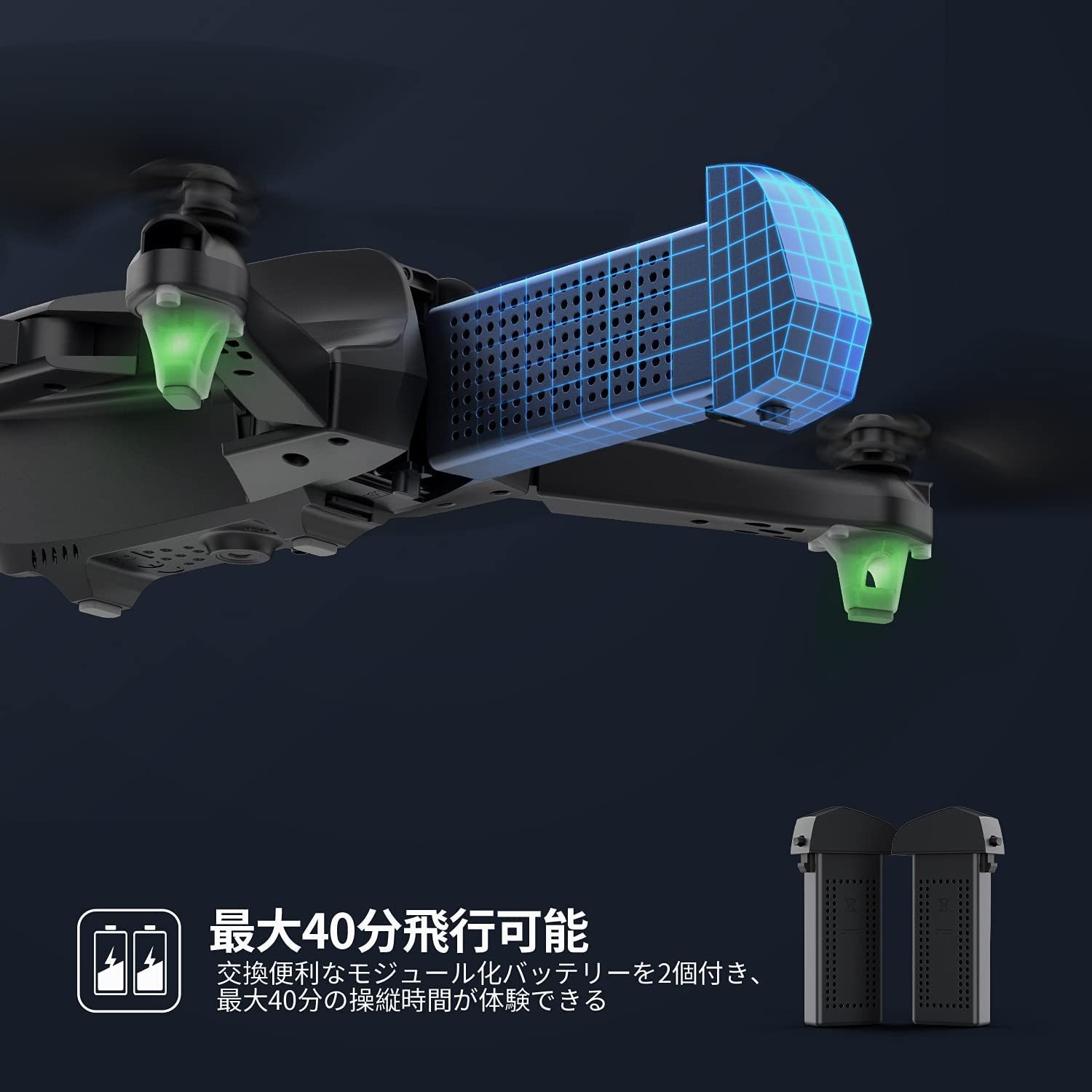 ドローン カメラ付き GPS搭載 折り畳み式 4Kカメラ付き バッテリー2個