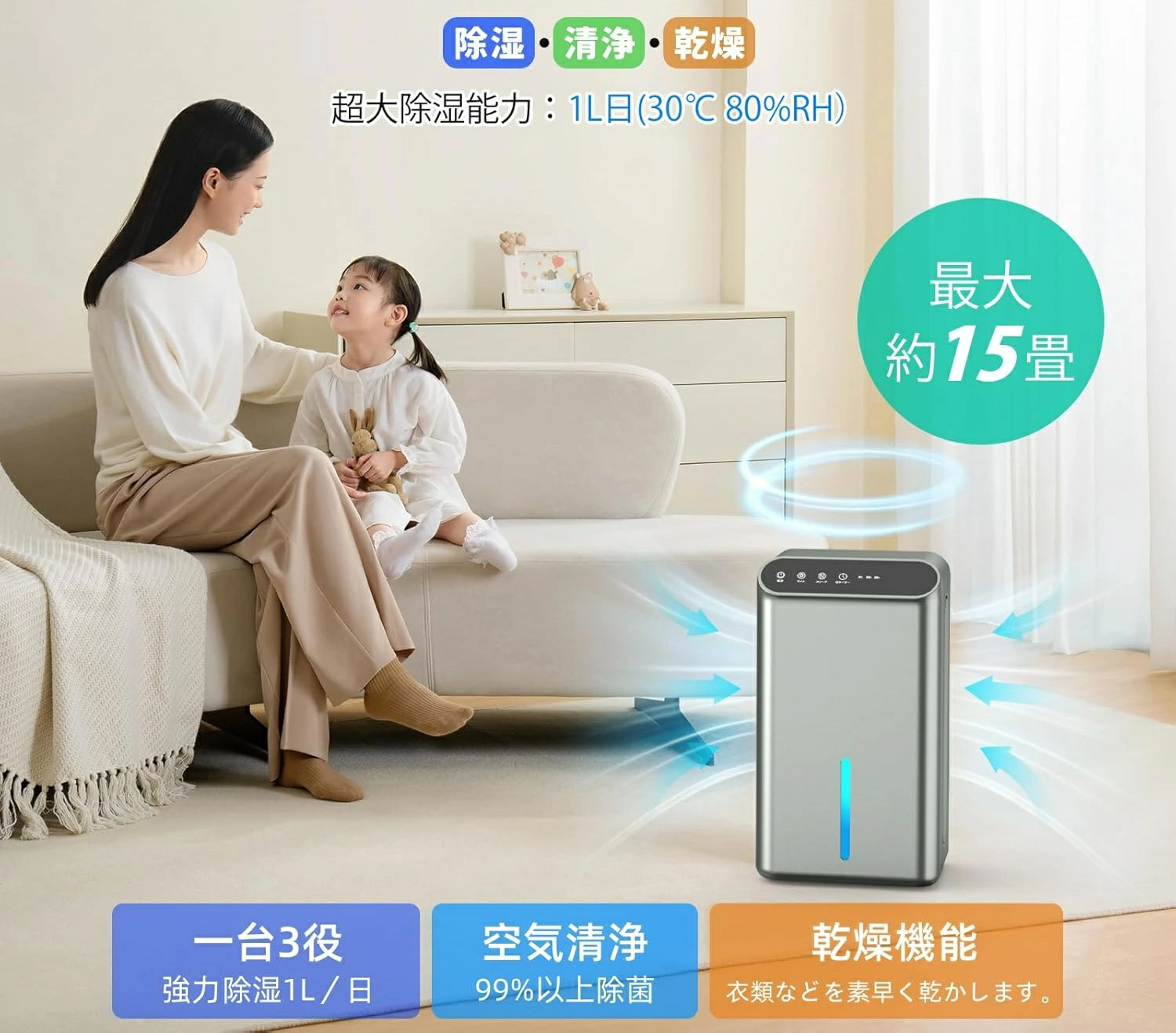 衣類乾燥機. 除湿機.空気清浄機小型 最新【新品未使用】大容量2.5L