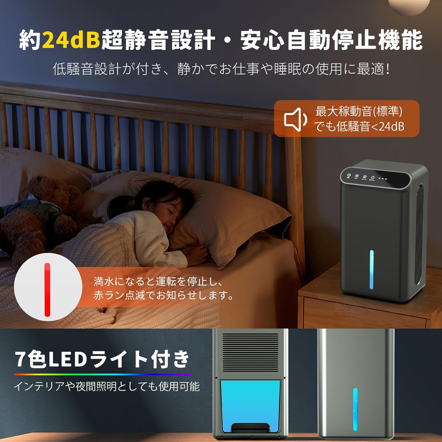 除湿機 コンパクト 衣類乾燥 小型 除湿器 空気清浄機 強力除湿 2.5L大 