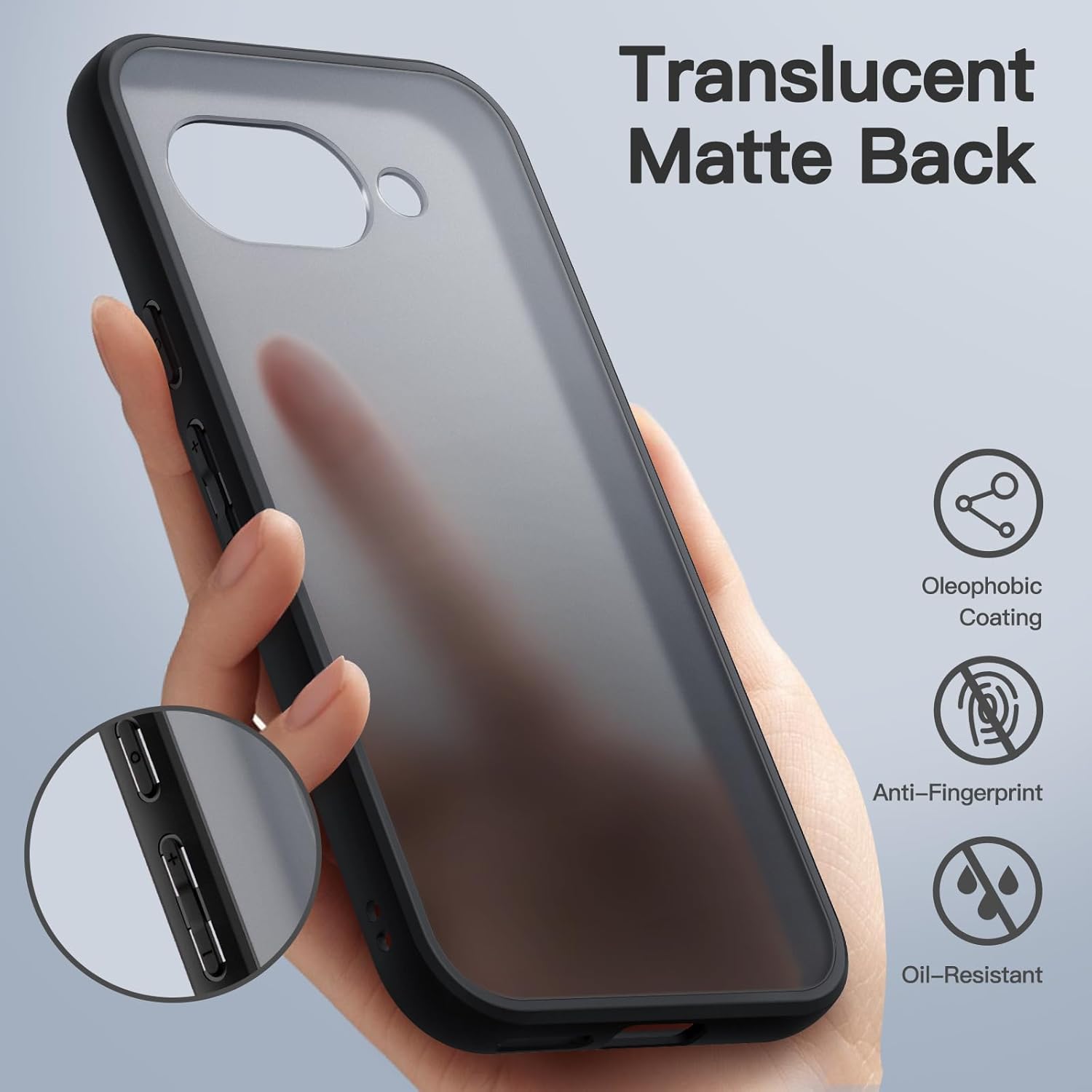 Pixel9a ケース 半透明マット 米軍MIL規格 耐衝撃 カメラ保護 Google