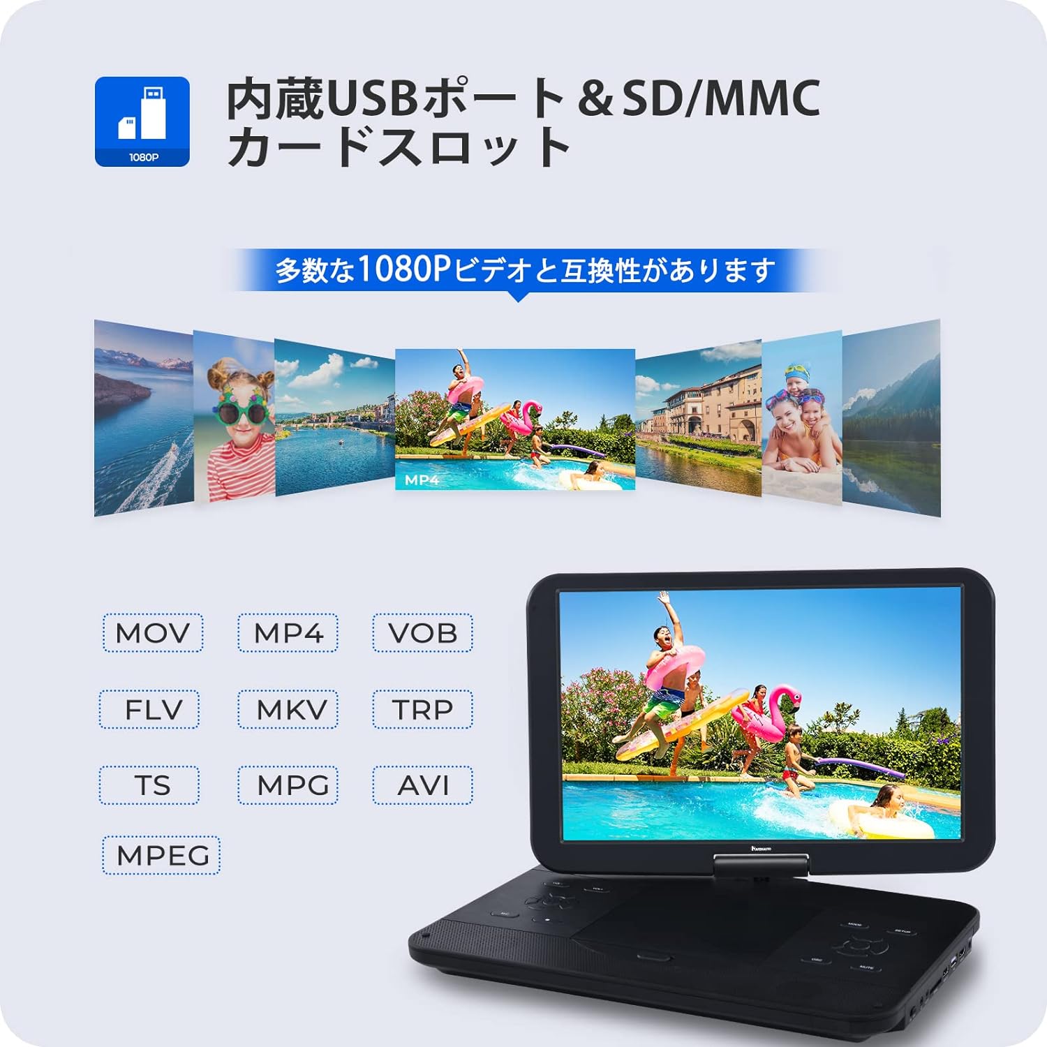 車載用DVDプレーヤー HDMI ブルーレイ プレーヤー ポータブル