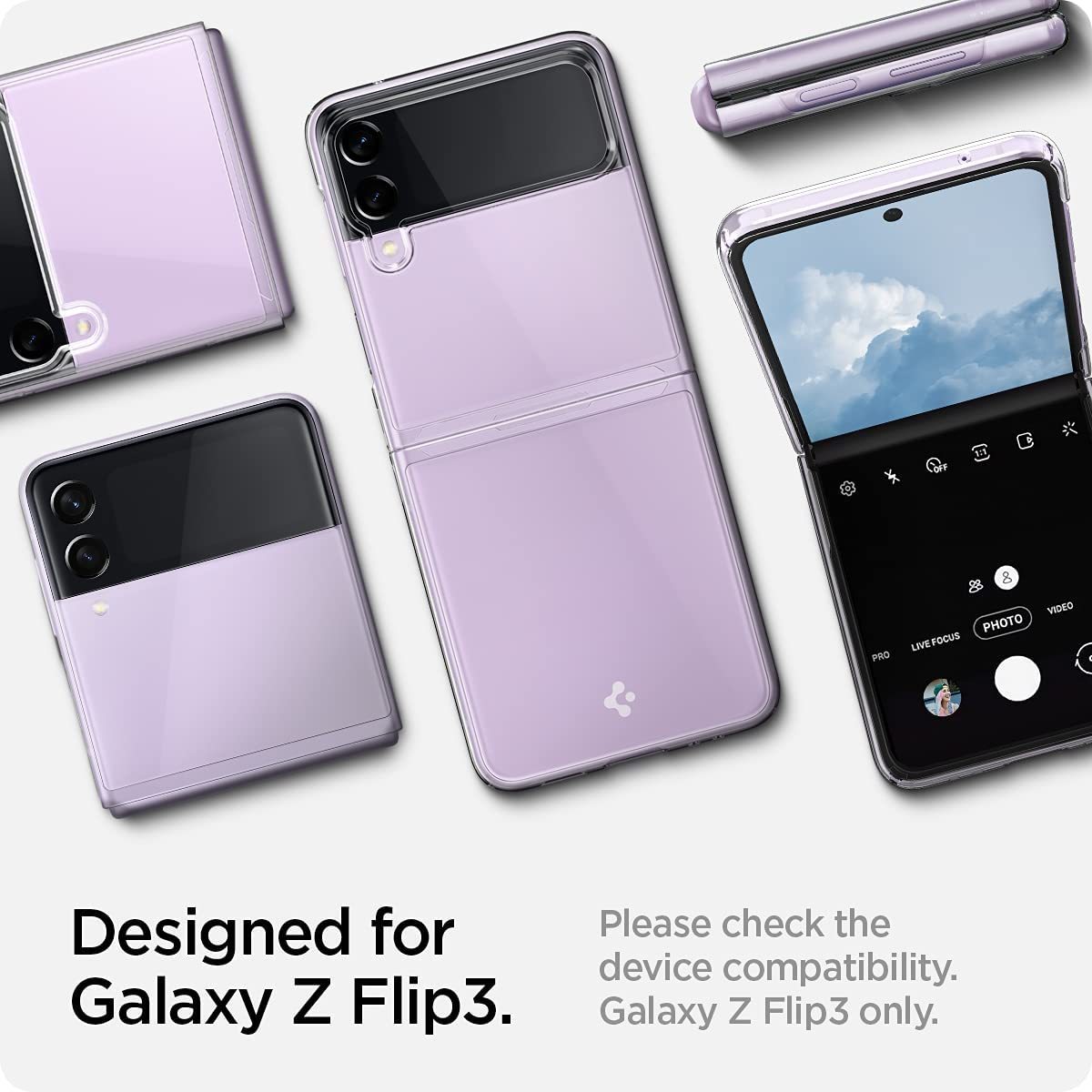 Galaxy Z Flip3 5G ケース 全面クリア レンズ保護 超薄型 超軽量