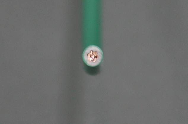 IV2SQ　（６００Vビニル絶縁電線　2mm2）　緑　１ｍ　【電気工事士試験材料】【バラ売り】