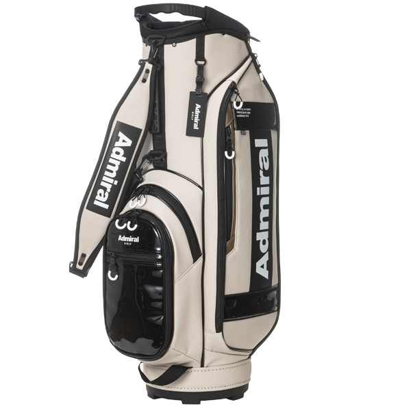 アドミラル ゴルフ メンズ キャディバッグ ADMG4BC5 カート CB Admiral Golf 9型 アイボリー ブラック トリコロール ネームプレート 25E 10PT ASR | Admiral Golf | 01