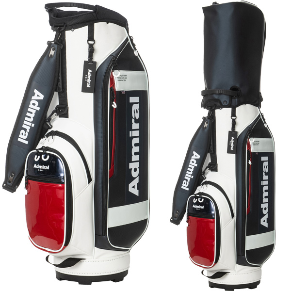 アドミラル ゴルフ メンズ キャディバッグ ADMG4BC5 カート CB Admiral Golf 9型 アイボリー ブラック トリコロール ネームプレート 25E 10PT ASR | Admiral Golf | 03