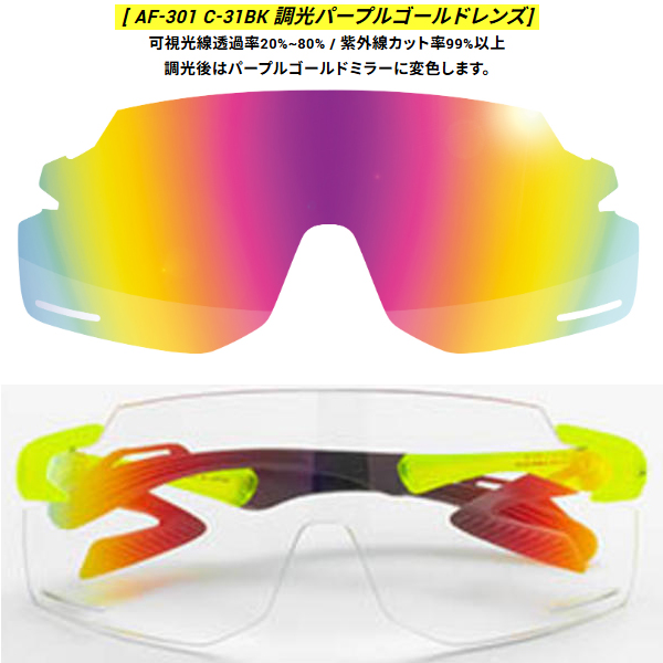 エアフライ AF-301 BK 調光タイプ レンズ 単品 ノーズパッドレス スポーツ 自転車 バイク サングラス スペアレンズ ユニセックス AirFly ZYGOSPEC 26ET_2