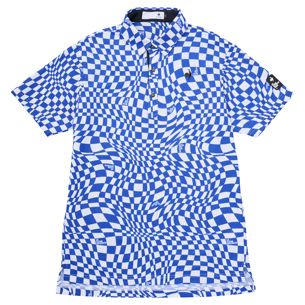 新品 未使用 デサント ルコックゴルフ ポロシャツ 総柄 ストレッチ L le coq sportif GOLF 新作 ルコック ゴルフ メンズ ウエア