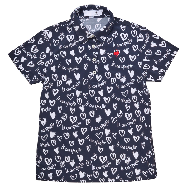新作 ルコック ゴルフ レディース ウエア シャツ LG5SHS14L ニワトリ ハート 半袖 シャツ le coq sportif GOLF デサント 吸汗 速乾 快適 ストレッチ UV 25SSW | le coq sportif GOLF | 01