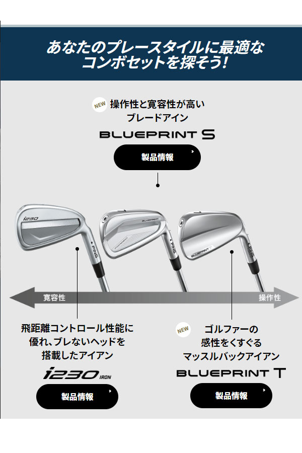 ♪【24年モデル】ピン ブループリントT アイアン5本セット(#6〜9,W