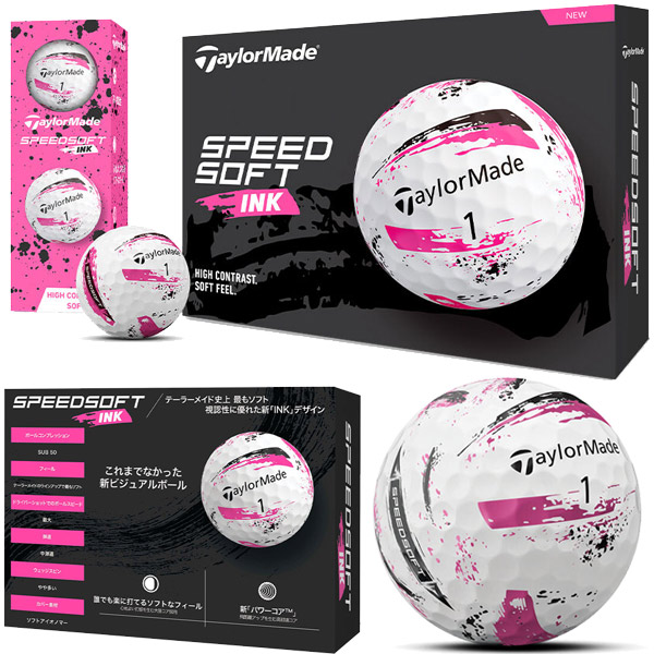 テーラーメイド ゴルフボール SpeedSoft INK Red/Green/Blue/Pink 1ダース(12球) TaylorMade GOLF スピードソフト インク グリーン/レッド/ブルー/ピンク 25EB | TaylorMade | 04