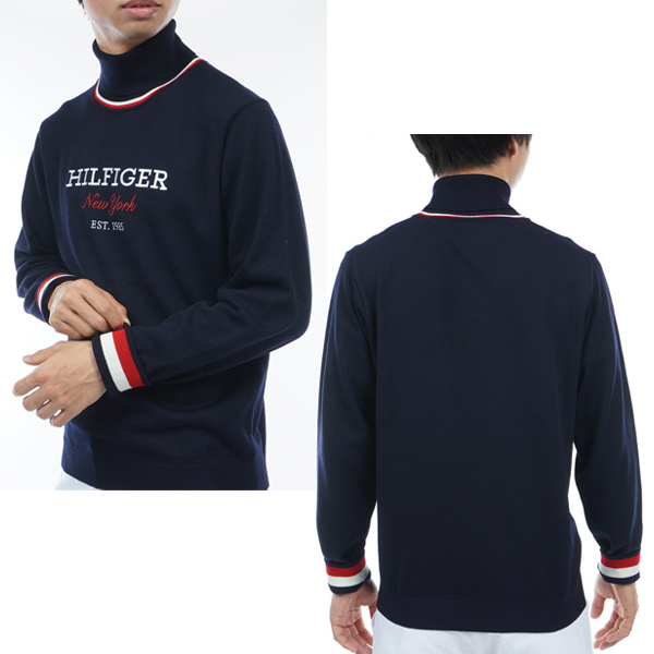 ♪【2023 A/W】トミーヒルフィガー ゴルフ メンズ ヒルフィガーロゴ タートルネックセーターTHMA386 TOMMY HILFIGER GOLF