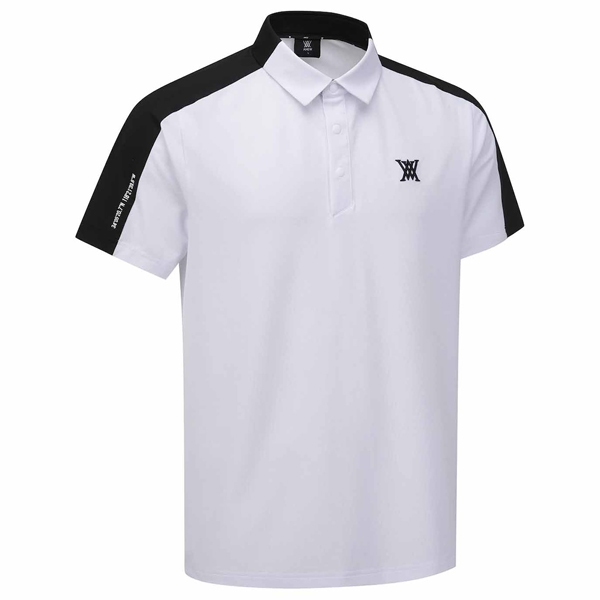 アニュー ゴルフ メンズ Tシャツ AGFMMTS34 ブロックポイント ショート ANEW GOLF MEN SM BLOCK POINT SHORT T-SHIRT 半袖 バイカラー ストレッチ 夏 25WT 10PTの画像