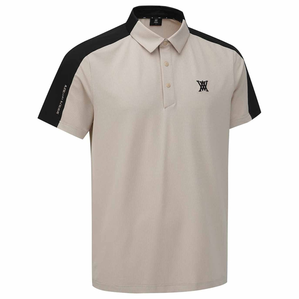 アニュー ゴルフ メンズ Tシャツ AGFMMTS34 ブロックポイント ショート ANEW GOLF MEN SM BLOCK POINT SHORT T-SHIRT 半袖 バイカラー ストレッチ 夏 25WT 10PTの画像