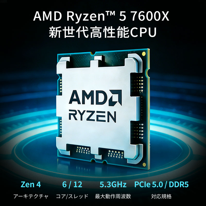 AMD AMD CPU Ryzen5 7600X AM5 6コア 12スレッド 4.7GHz TDP 105W