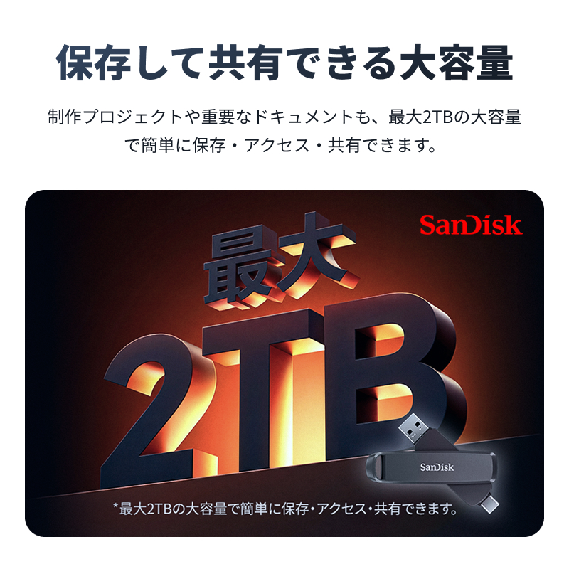 SanDisk（サンディスク） ポータブルSSD 2TB USB3.2 Gen2 スリム