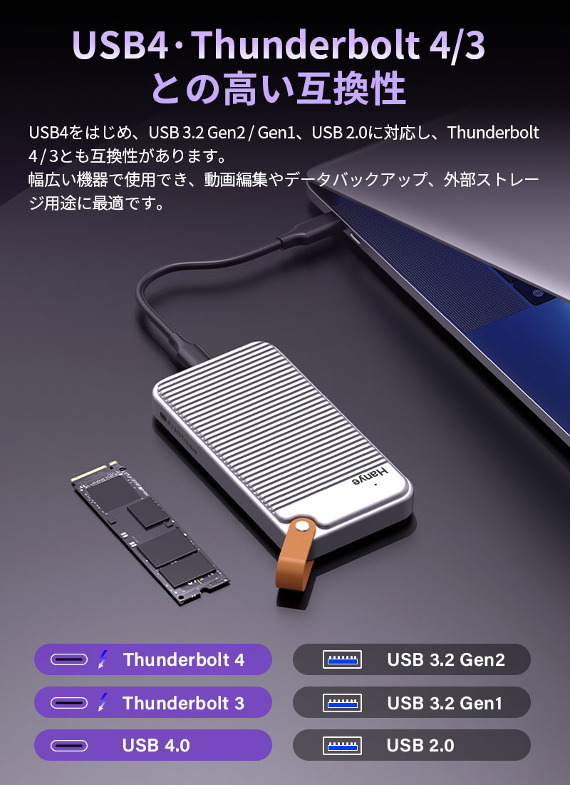 Hanye セール M.2 SSDケース 40Gbps高速転送 USB4 Thunderbolt 4/3互換