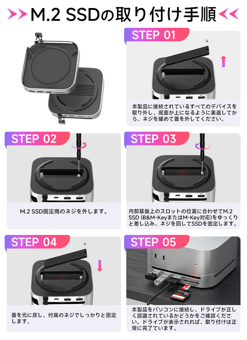 Hanye 10in1全能型 Mac mini M4/M4 Pro用 USBハブ&スタンド 10Gbps SD