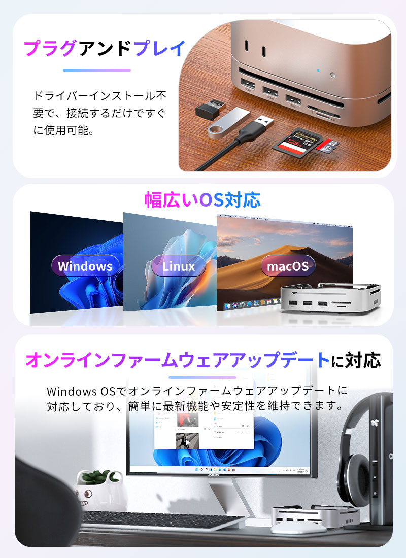 JNH 特価セール 10-in-1 USB-Cドッキングステーション M.2 NVMe SSD