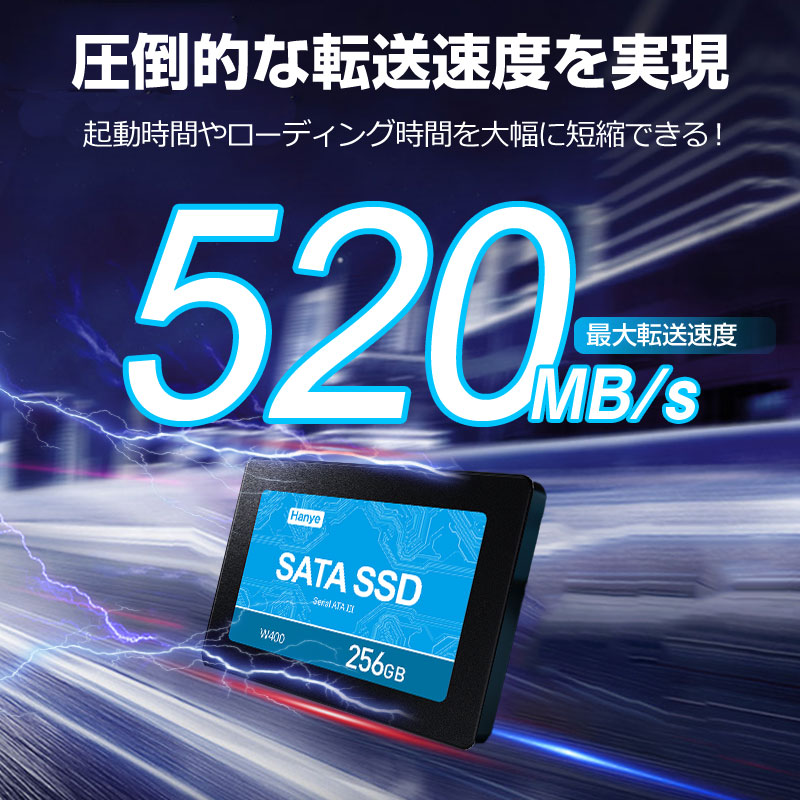 Hanye製SSD 256GB 内蔵2.5インチ SATAIII 6Gb/s R:520MB/s アルミ製筐体 正規代理店品 国内3年保証・翌日配達 夏 のセール 嘉年華 - 通販 - PayPayモール