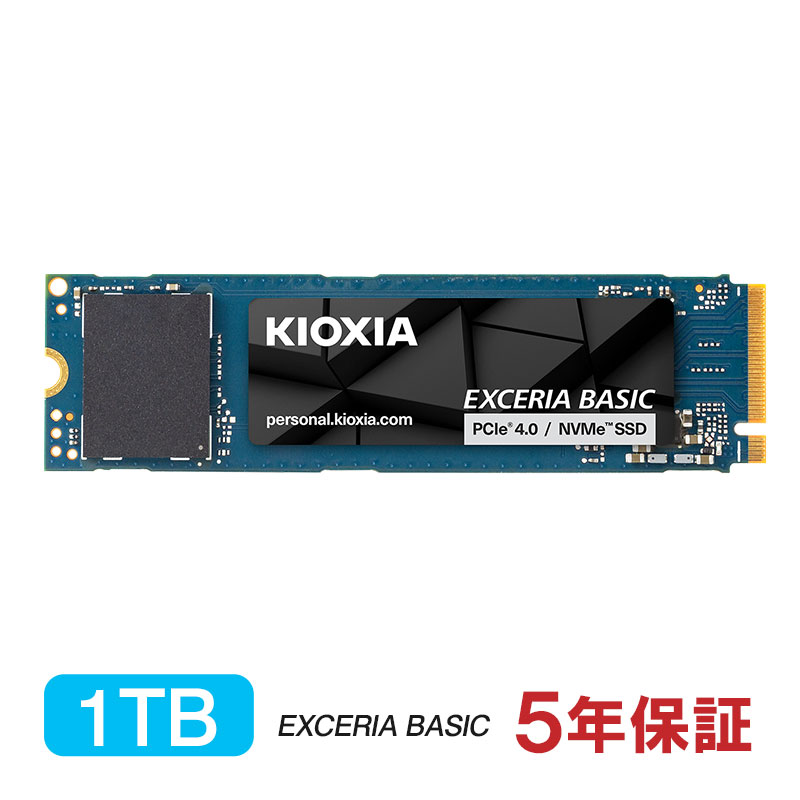 6��27����菇���o�� KIOXIA EXCERIA BASIC SSD 1TB PCIe Gen4x4 M.2 NVMe 2.0 2280 R:7200MB/s W:6600MB/s �L�I�N�V�A LSF10Z001TG8 ���s�A���i 5�N�ۏ�