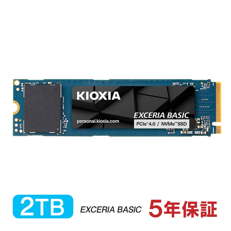 6��27����菇���o�� KIOXIA EXCERIA BASIC SSD 2TB PCIe Gen4x4 M.2 NVMe 2.0 2280 R:7300MB/s W:6800MB/s �L�I�N�V�A LSF10Z002TG8 ���s�A���i 5�N�ۏ�