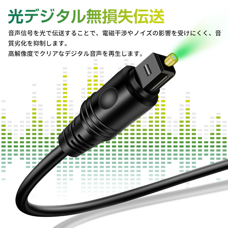 高音質 TOSLINK 光デジタルオーディオケーブル S/PDIF対応 Dolby 5.1