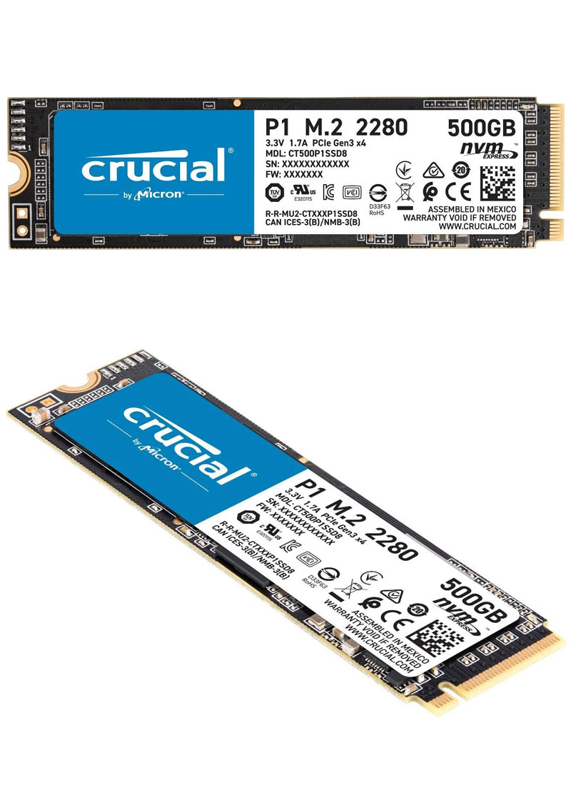 【未使用】Crucial NVMe M.2 SSD 500GB P1【通電1回】 crucial（クルーシャル） 500GB NVMe PCIe M.2 SSD P1シリーズ