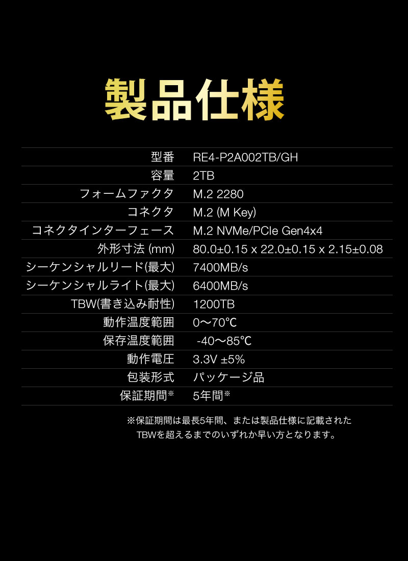 Raver Raver 2TB 3D NAND TLC NVMe SSD PCIe Gen 4x4 放熱シート付 R