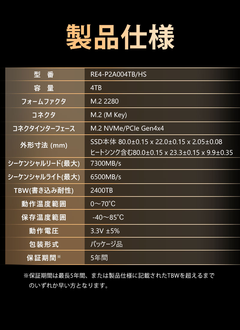 Raver Raver NVMe SSD 4TB 3D NAND TLC ヒートシンク搭載 PCIe Gen 4x4