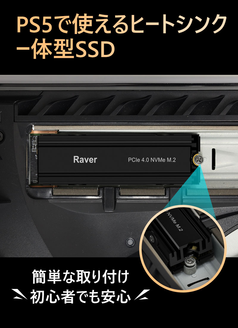 Raver Raver NVMe SSD 4TB 3D NAND TLC ヒートシンク搭載 PCIe Gen 4x4
