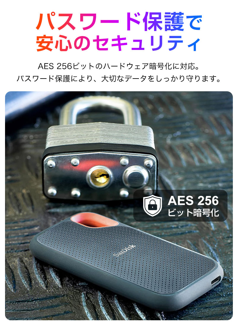 SanDisk Extreme ポータブルSSD 1TB USB3.2 Gen2 R:1050MB/s W:1000MB/s 外付けSSD SDSSDE61-1T00【翌日配達】5年保証 並行輸入品 関連画像4