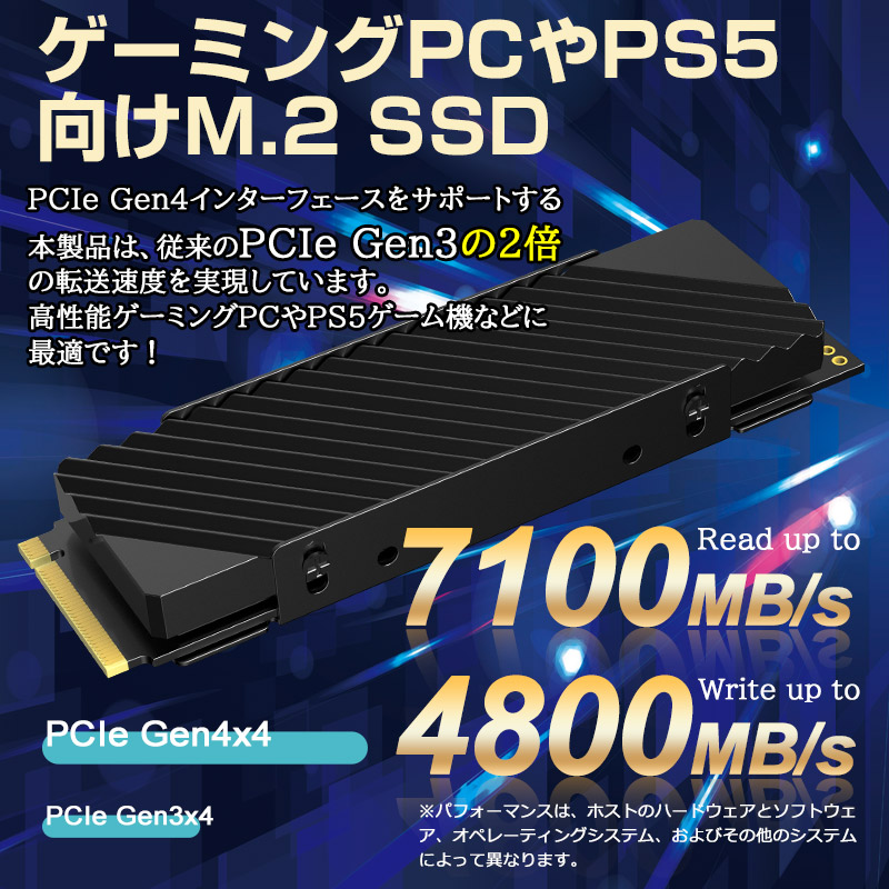 Hanye SSD 512GB 3D NAND TLC PCIe Gen4x4 M.2 NVMe 2280 ヒートシンク