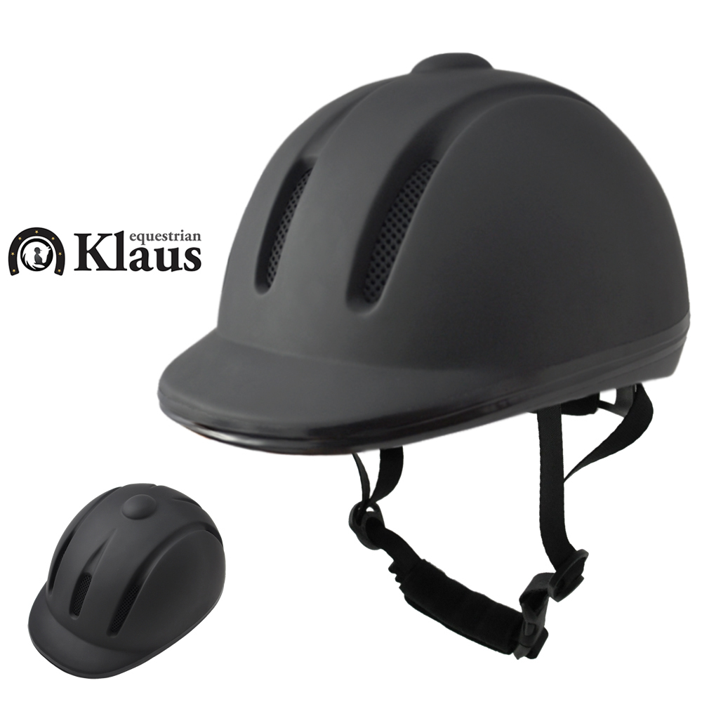 乗馬 ヘルメット Air通気E 黒 ブラック Klaus 帽子 馬具 サイズ調節 インナー洗濯可 乗馬用品｜jobayohin
