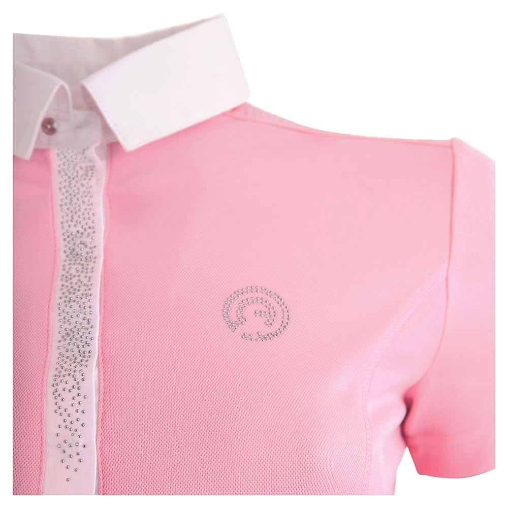 ANKY レディース半袖シャツ ラインストーンAST1 女性用ショーシャツ（ピンク） ポロシャツ 競技会 競技用 アンキー コンペティションシャツ トップス 乗馬用品 :PLS-D065