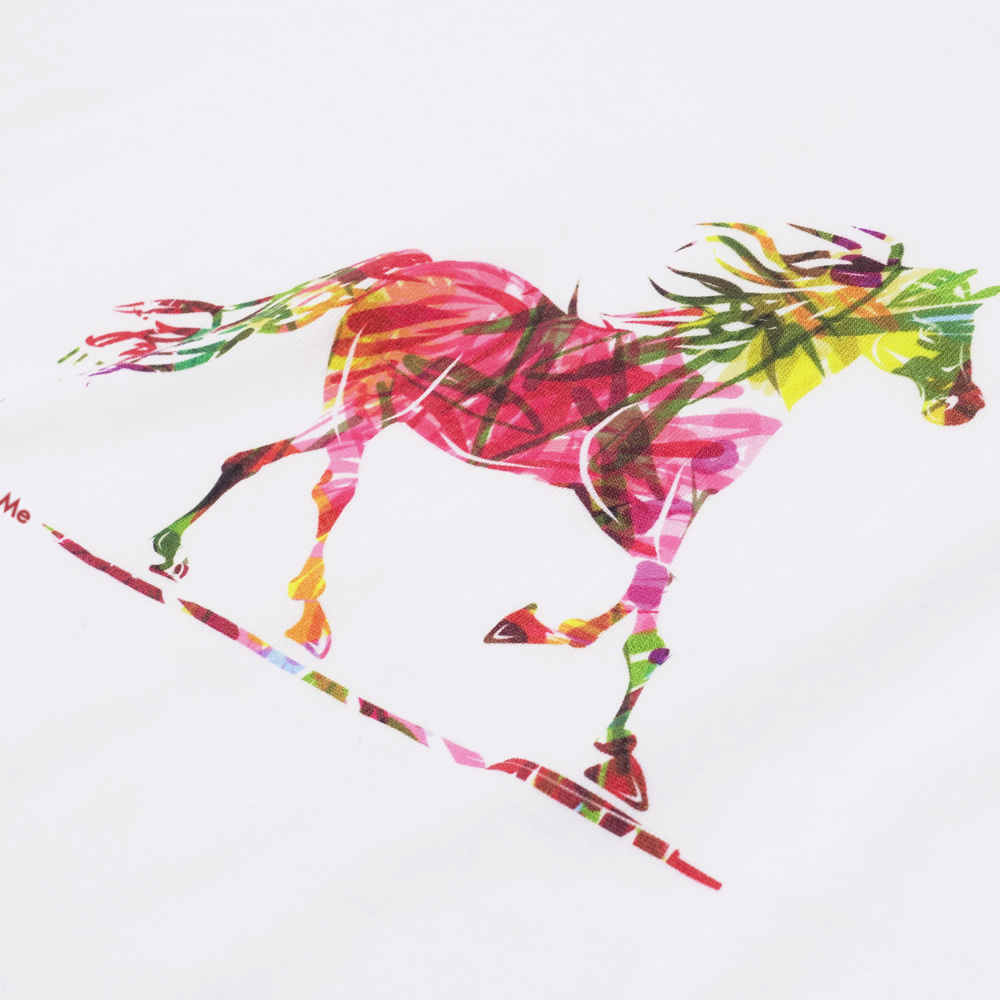 Pony＆Me 半袖 Tシャツ PMTS11（カラフルホース） レディース 馬プリント 女性用 乗馬用品｜jobayohin｜03