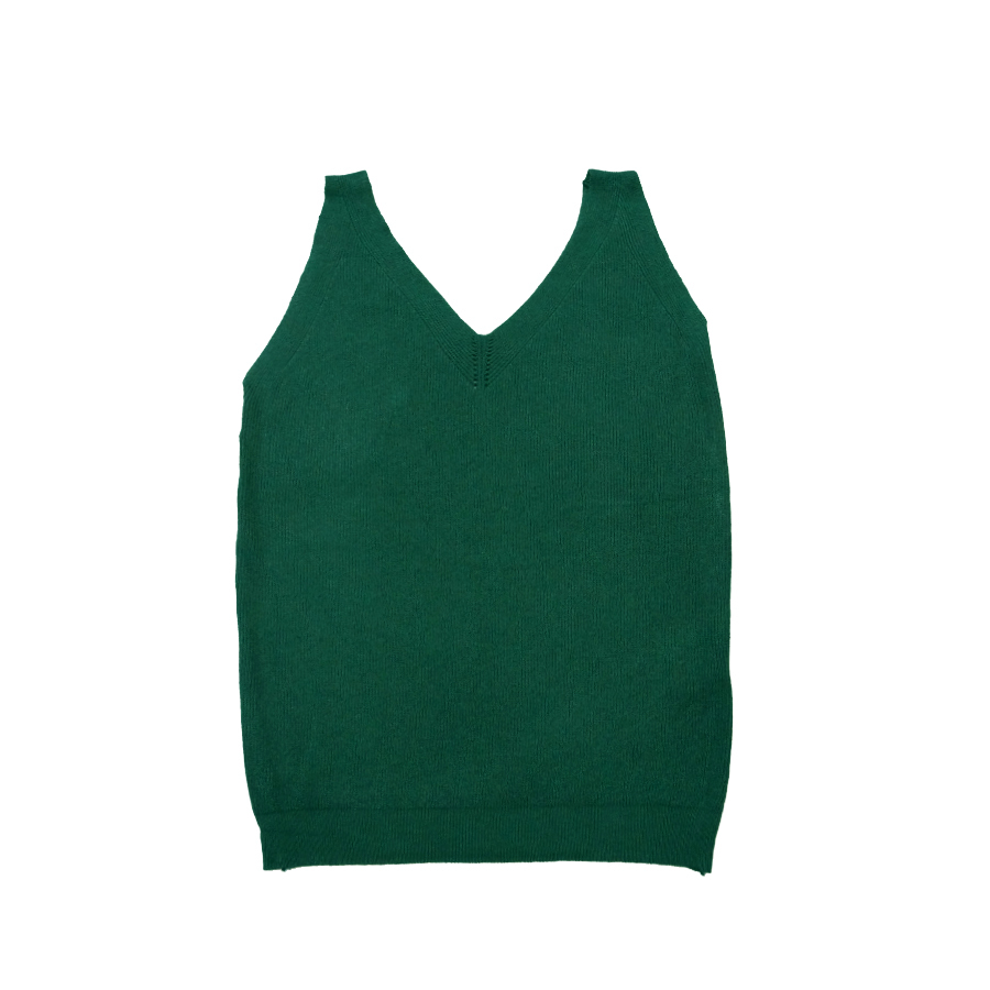 ノースリーブニット トップス ホワイト 白 マスタード オレンジ