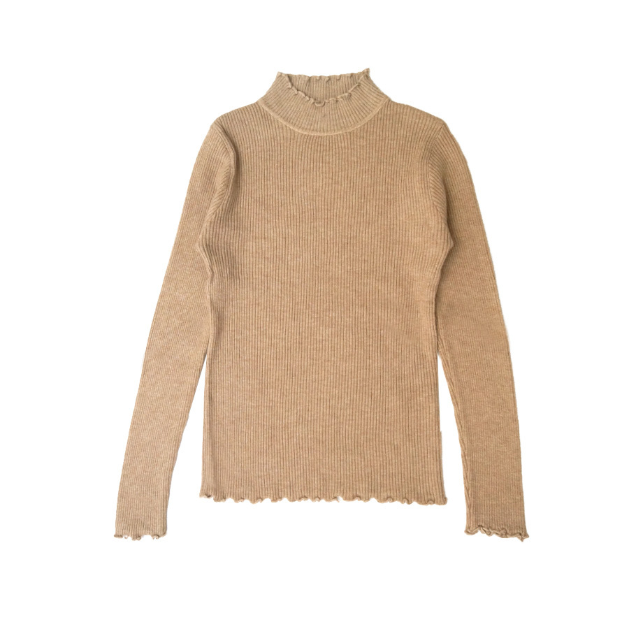 ハイネックニット トップス ベージュ ブラウン 茶 マスタード ホワイト