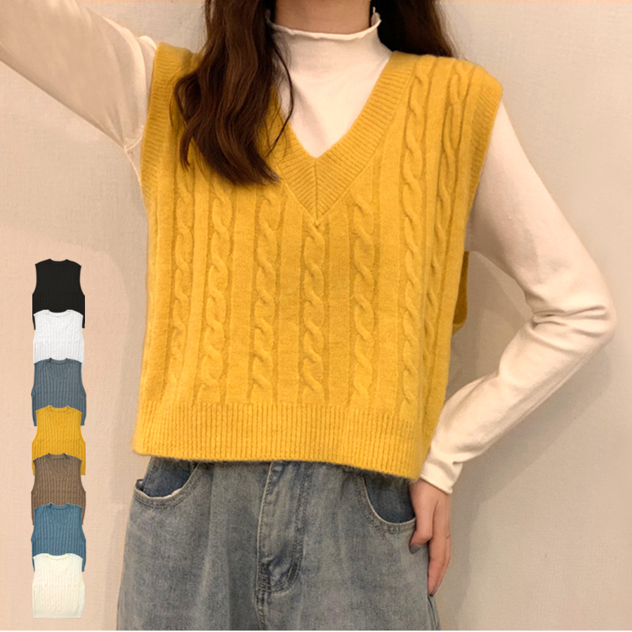 ニットベスト トップス 韓国ファッション 秋冬 韓国 秋服 大人