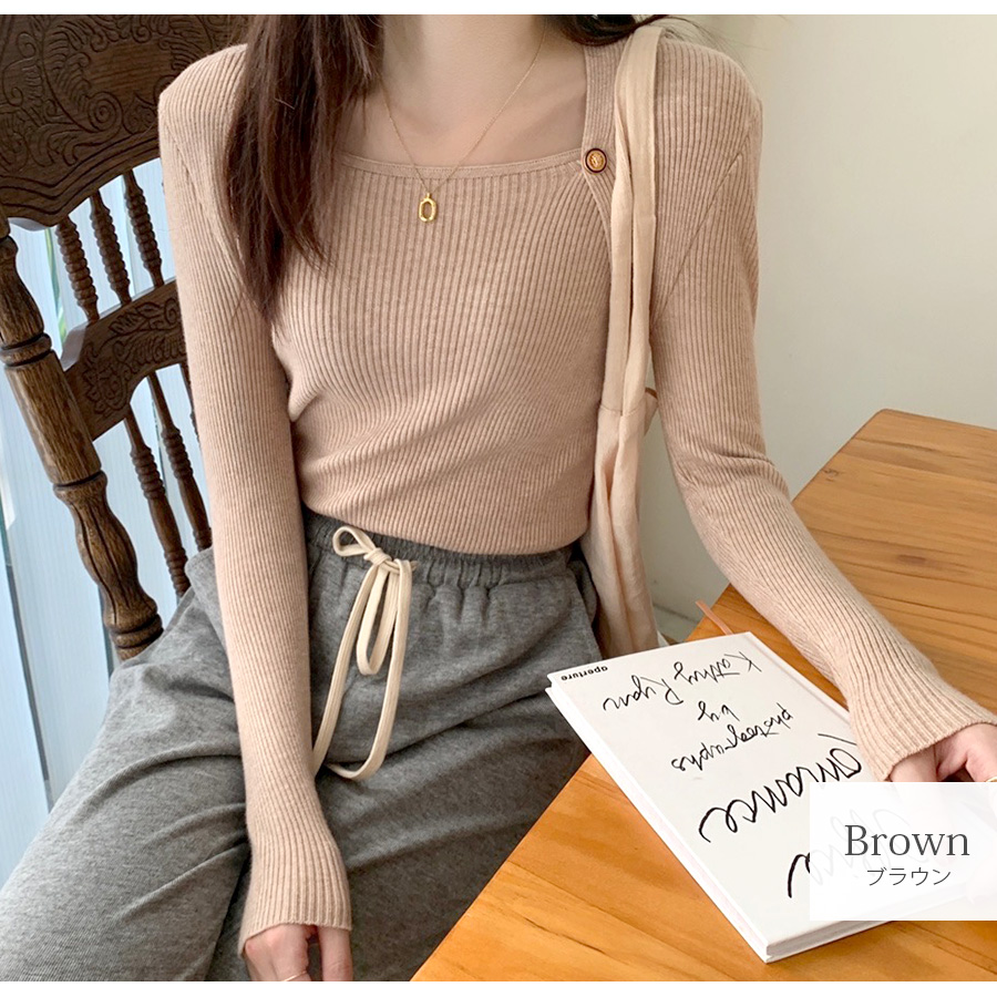 トップス Rinao ニットトップス ボレロ風 トップス ニット ブラック 黒 ホワイト 白