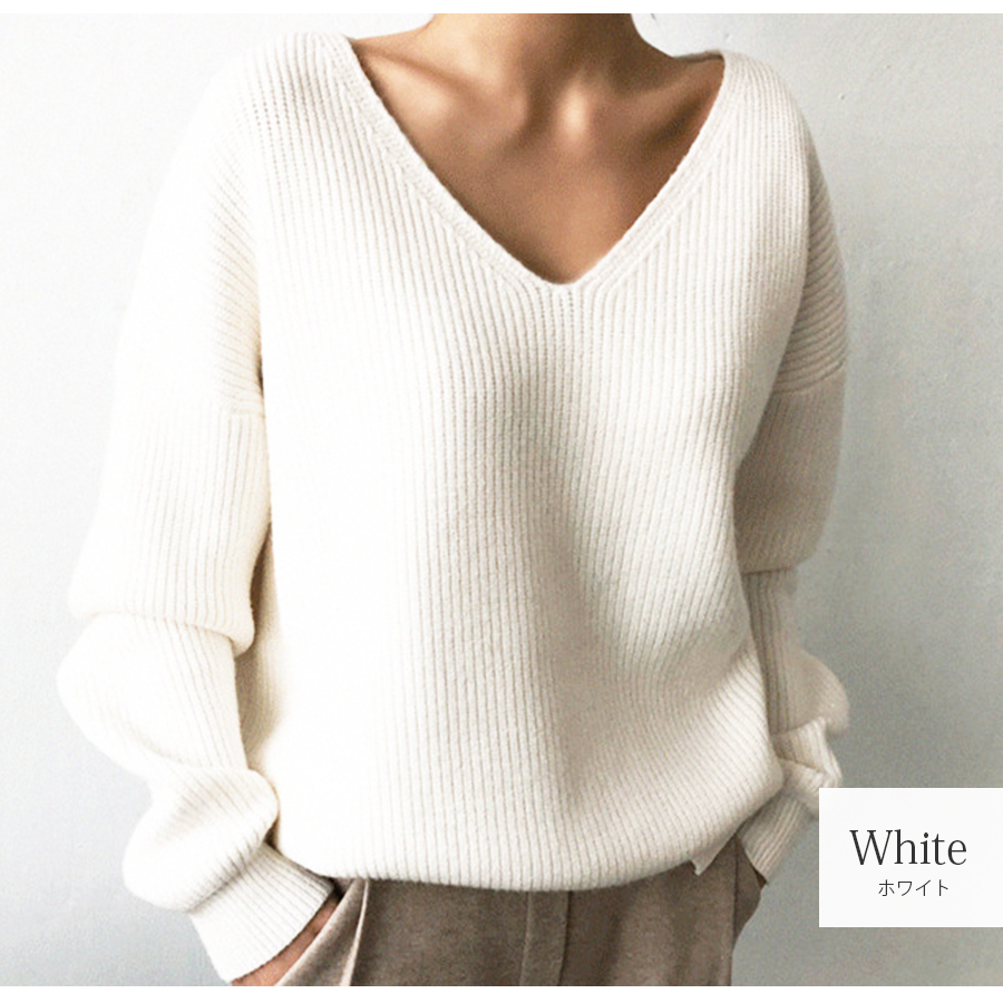 ニットトップス Vネック ニット トップス 長袖 韓国ファッション 秋冬