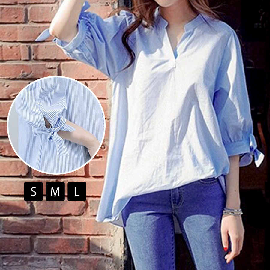 cccmalie ライトブルー 半袖シャツ　スカーフブラウス cccmalie ライトブルー 半袖シャツ スカーフブラウス cccmalie ライト