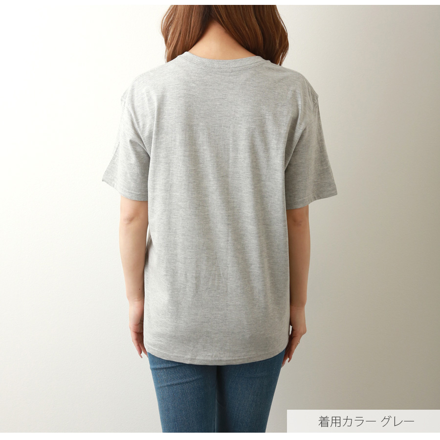 Ｔシャツ ロゴT 半袖 ミドル丈 ゆったり トップス ラウンドネック 大人っぽい シンプル レディース 春 夏 秋 新作 ホワイト グレー M L XL JOCOSA 7209｜jocosa｜07